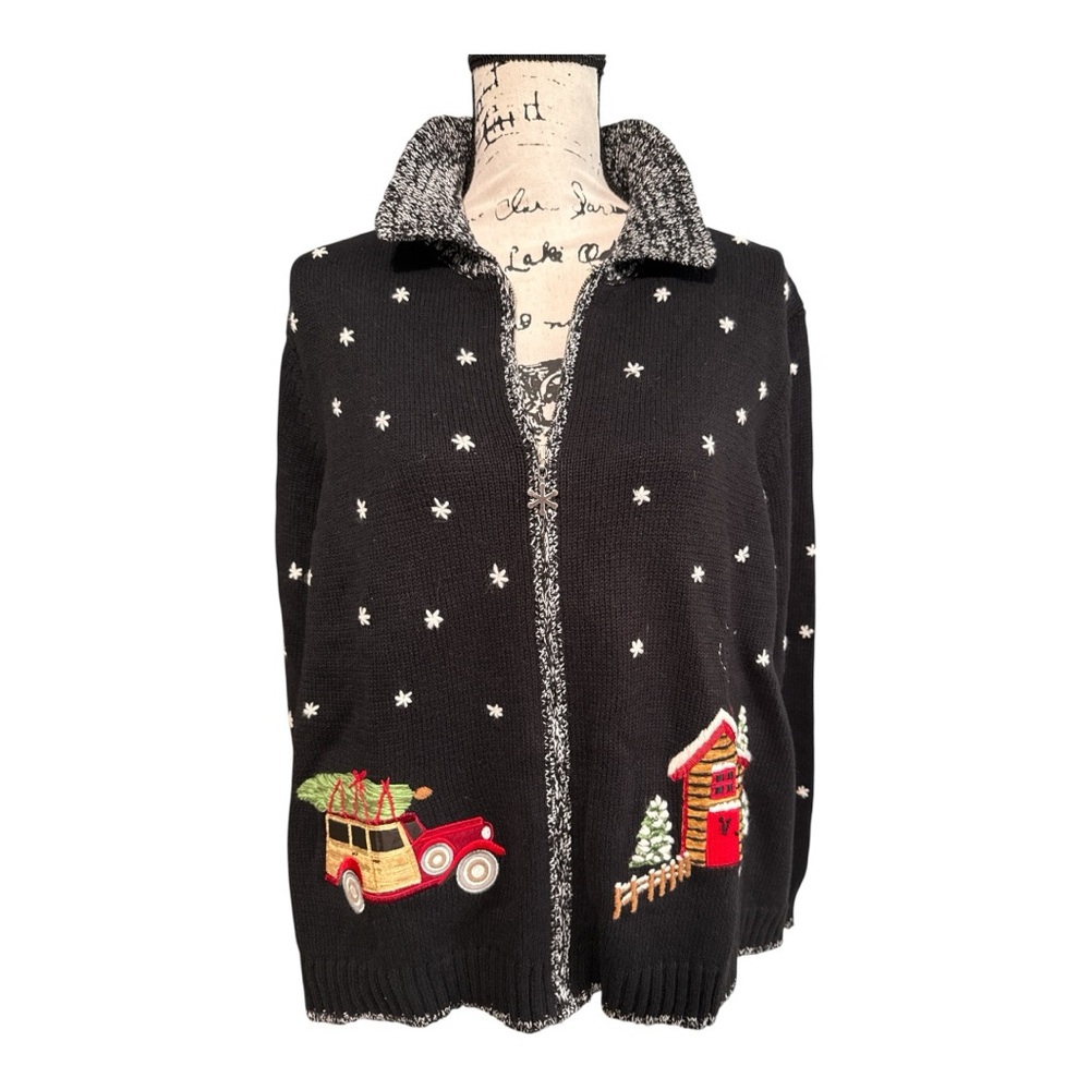 NWT Coldwater Creek Holiday Cabincore Zip Cardigan • Road Trip Sweater • Plus 1X